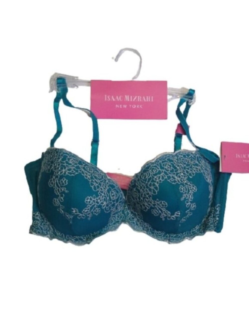 Isaac Mizrahi Push-Up Strapless Convertible Bra, Peacock Blue, size 34C